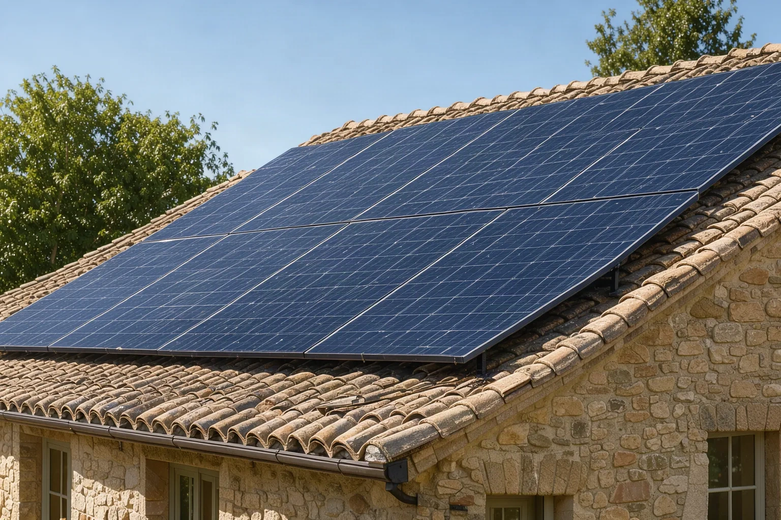 Panneaux solaires sur le toit du gîte