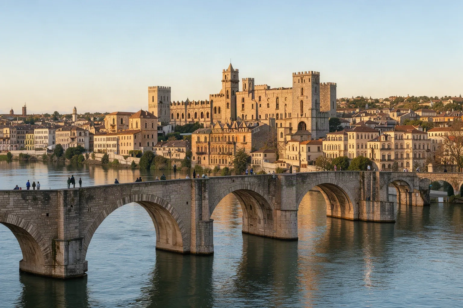 Le Palais des Papes à Avignon vu depuis le Rhône